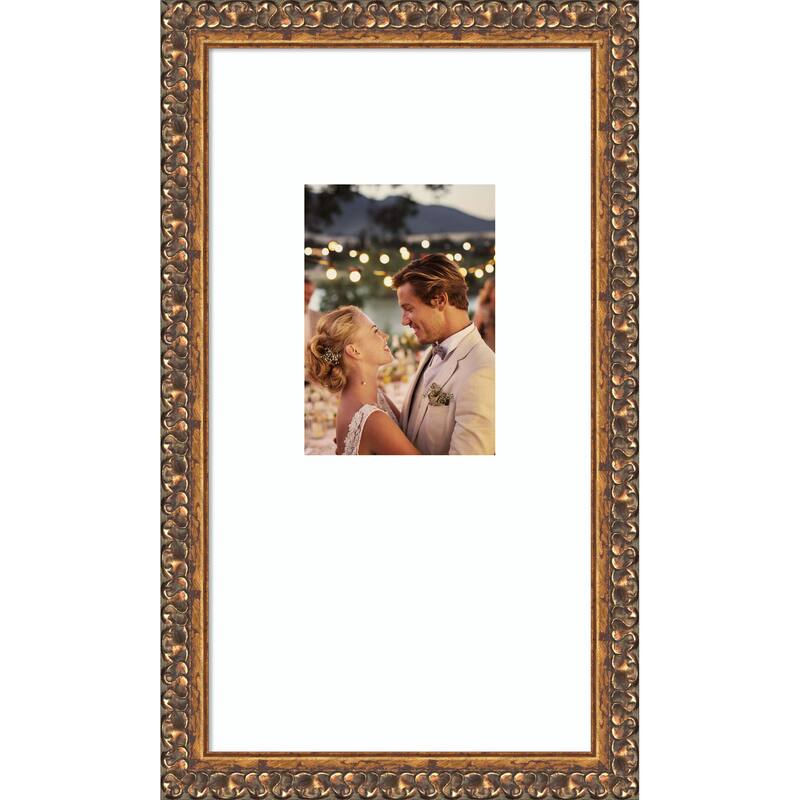 Antique Bronze Framed Picture Frame, Photo Frame - 10x18 Matted White 5x7