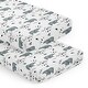 preview thumbnail 1 of 3, Sweet Jojo Designs Bear Mountain Slate Blue Boy 2 Pack Fitted Crib Sheets Black and White Watercolor Woodland Forest Animal