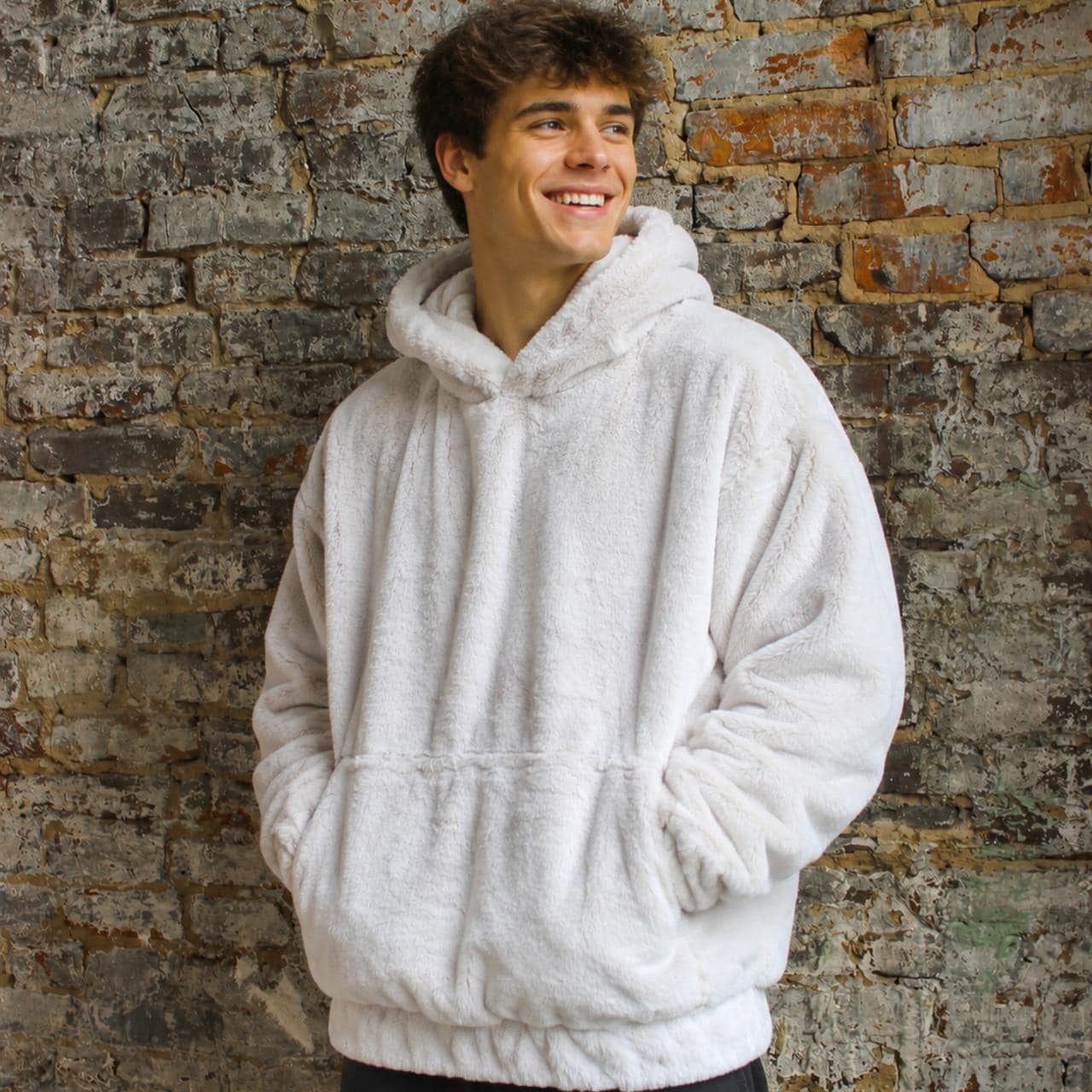 Coma Inducer Bunny Supersoft Coconut Cream Plush Men's Hoodie