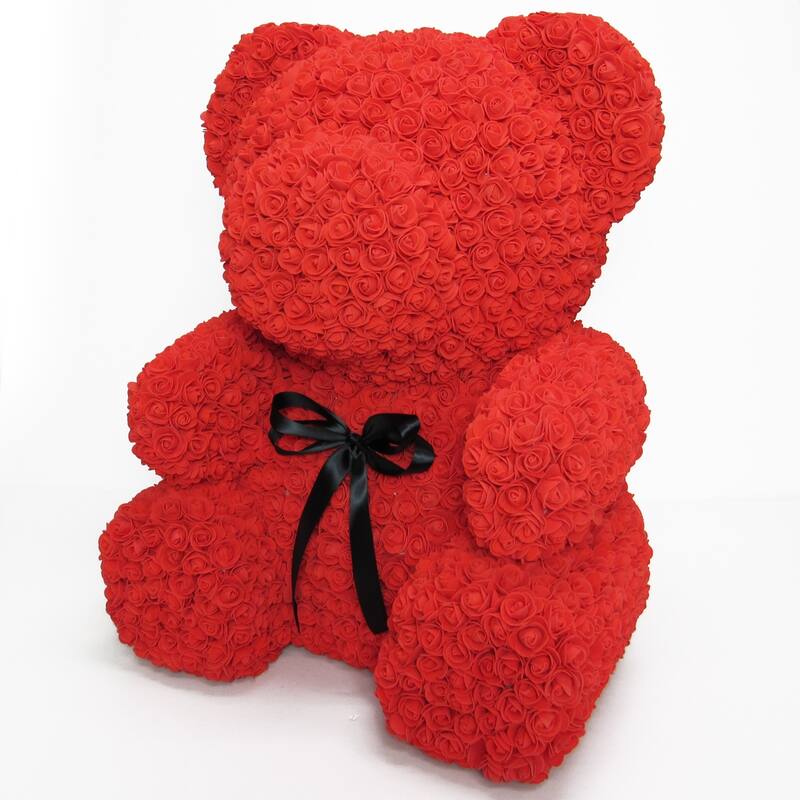 XL Forever Rose Bear Flower Teddy Bear 25" with Gift Box for Valentines Day, Anniversary, Birthday, Gift for Her