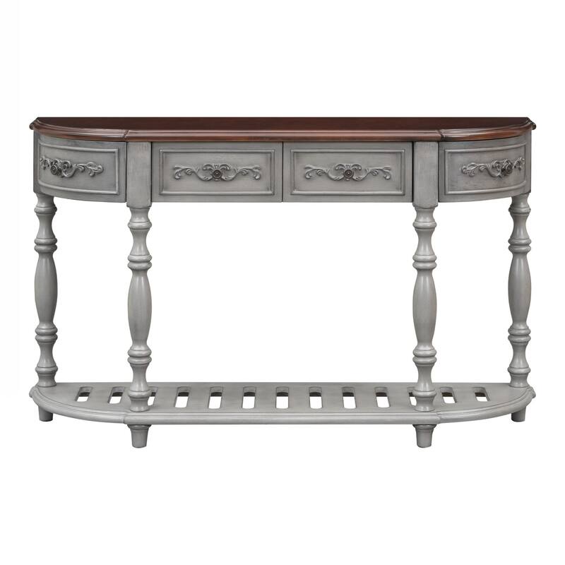 Modern and Contemporary Curved Console Table Sofa Table Entryway Table for Hallway Living Room with 4 Drawers and 1 Shelf