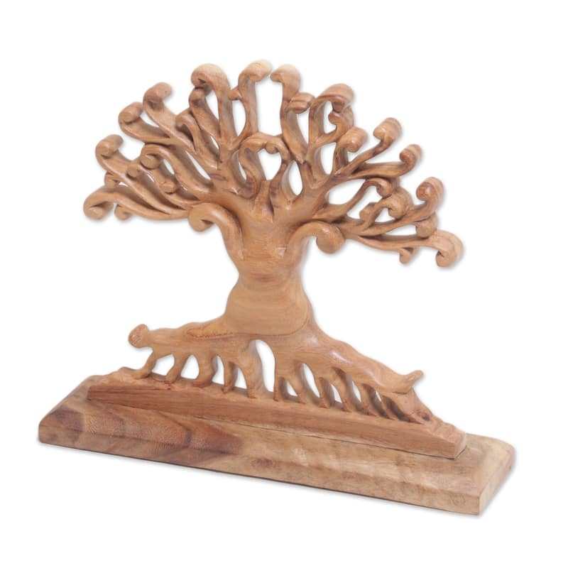Novica Handmade Courage Grows Wood Sculpture