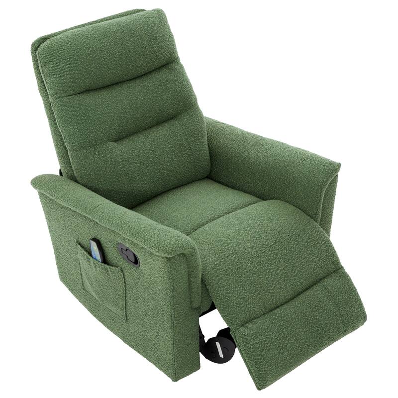 Roomfitters Manual Massage Swivel Rocker Recliner Chair with Heat and Side Pocket, PU Leather