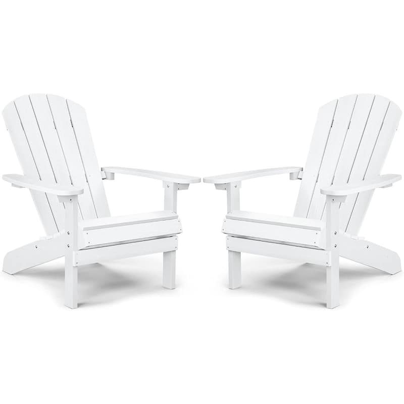 WINSOON All Weather HIPS Outdoor Plastic Adirondack Chairs Set of 2 - White