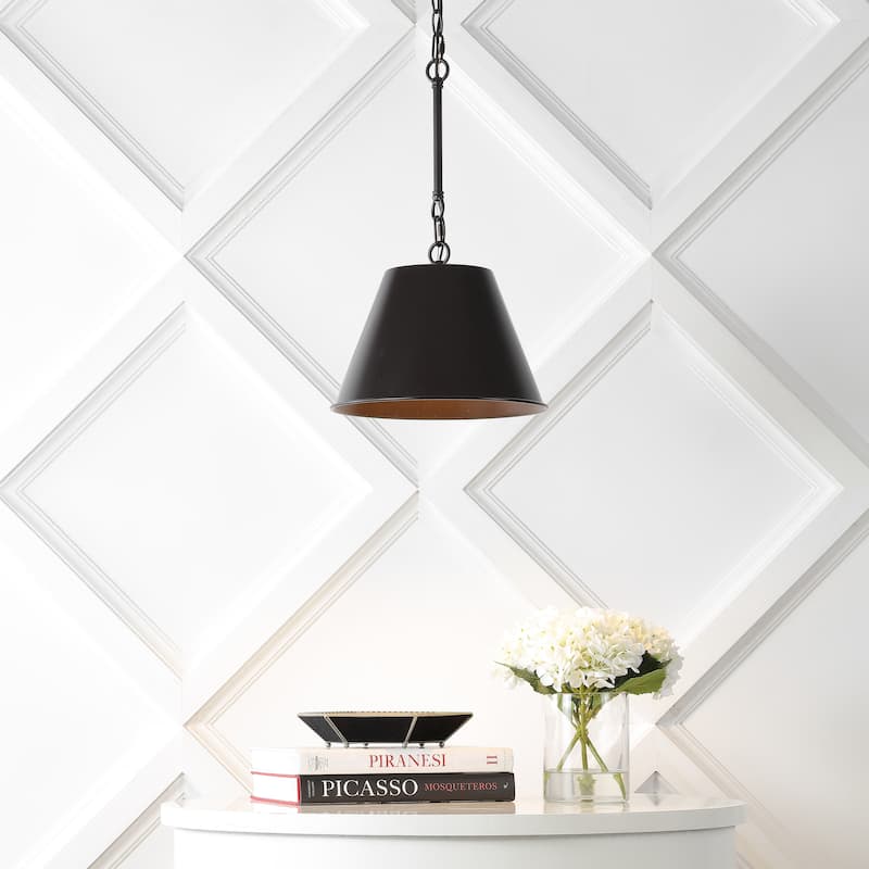 Henry 12" 1-Light Industrial Farmhouse Iron LED Pendant, Oil Rubbed Bronze by JONATHAN Y
