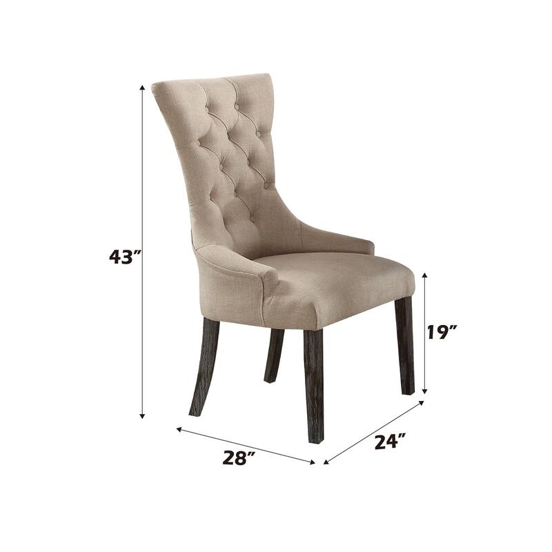 Gerardo Beige Linen & Weathered Espresso Finish Side Chair (Set of 2)