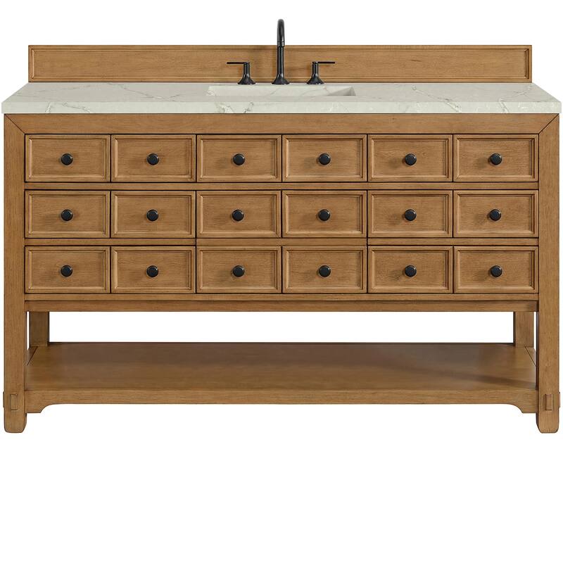 James Martin Vanities 505-V60S-FVSL Malibu 60" Free Standing Single - Amber Birch - Wood Finish