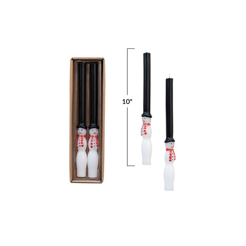 Unscented Snowman Taper Candles in Box - 2.1"L x 1.0"W x 10.1"H
