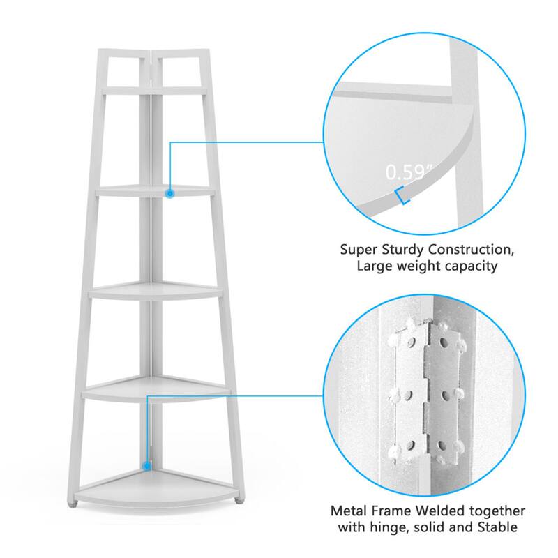 70" Tall Corner Bookcase Ladder Bookshelf, Display Shelf, Plant Stands