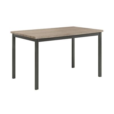 Metal Dining Table with Gray Wood Top and Black Legs - Durable Kitchen Table for Everyday Meals - 48