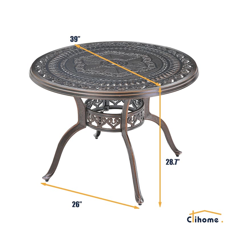 5-Piece Cast Aluminum Patio Dining Set with 4 Swivel Chair