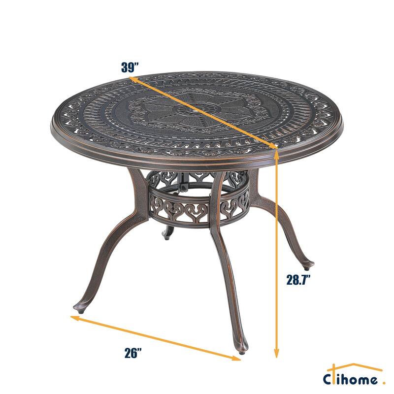 5-Piece Cast Aluminum Patio Dining Set with 4 Swivel Chairs