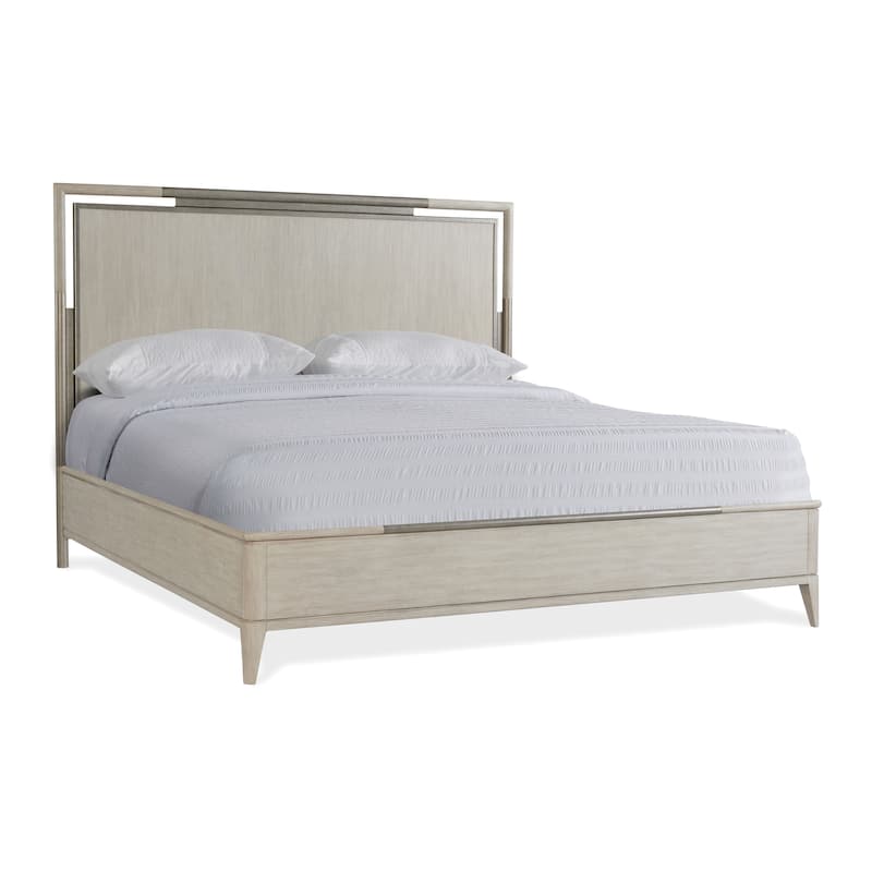 Roundhill Furniture Mantalia Solid Wood Bedroom Set with Metal Frame, Bed, Dresser, Mirror, Nightstand, and Chest, Champagne