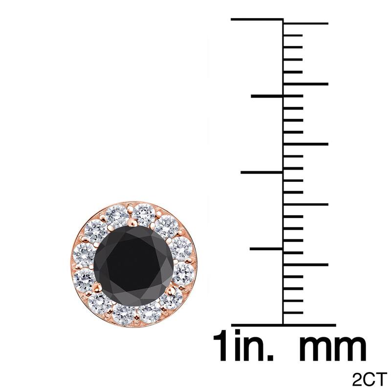Auriya 1/2ct to 4ct Black Diamond Halo Stud Earrings 14k Rose Gold - 2ctw