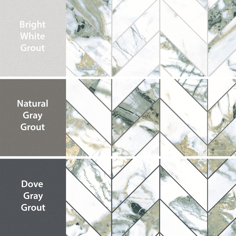 Merola Tile Touche Chevron Jade 11-3/4" x 12-1/4" Porcelain Mosaic Floor and Wall Tile - (1 Tile)