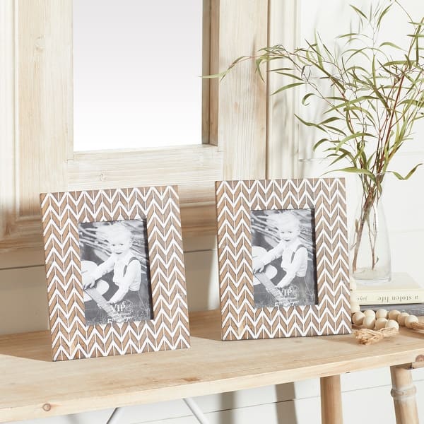 slide 2 of 5, Brown Fir Modern Photo Frame Standard (Set of 2) - 9 x 1 x 11