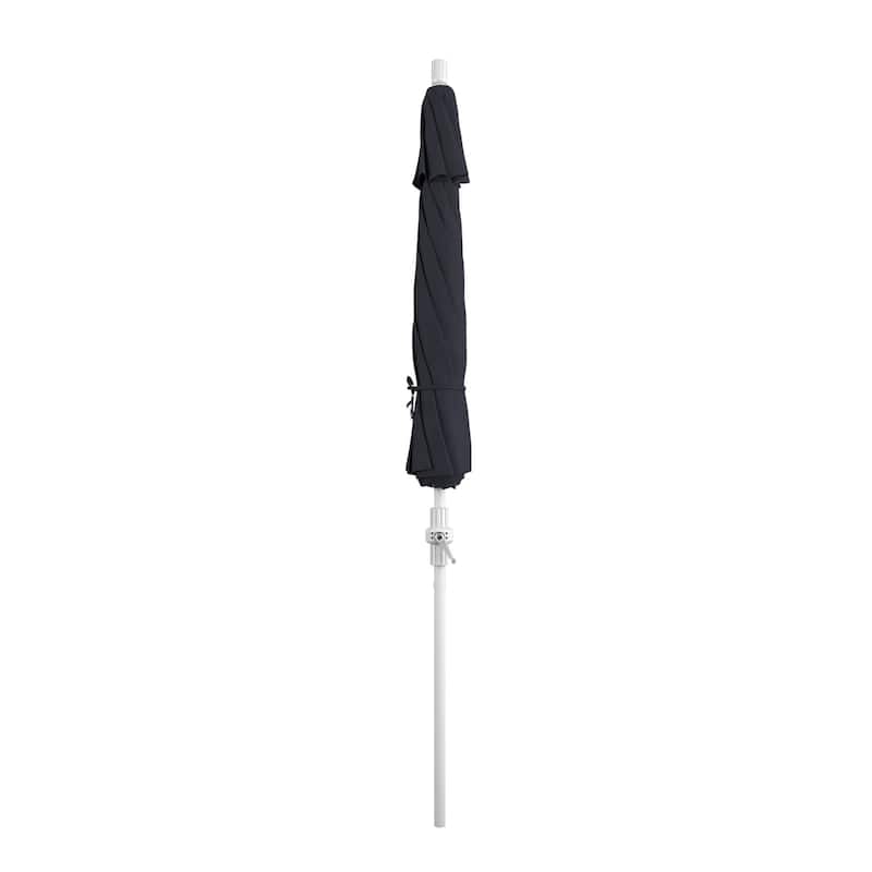 California Umbrella 9' Rd.Crank Lift, Collar Tilt, Aluminum Pole, Fiberglass Rib Patio Umbrella, White Finish, Sunbrella Fabric