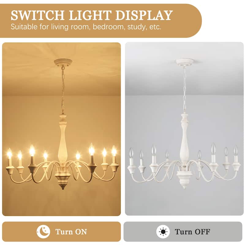 8-Light Vintage Candlestick Hanging Chandelier Lighting for Kitchen Island
