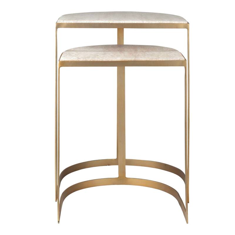 Uttermost Lindon Travertine Nesting Tables Set/2 - 17.25"W x 17.25"D x 24.25"H