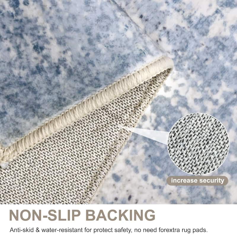 Mcow Abstract Harmony Collection Abstract Low-Pile Washable Area Rug - 8' x 10'