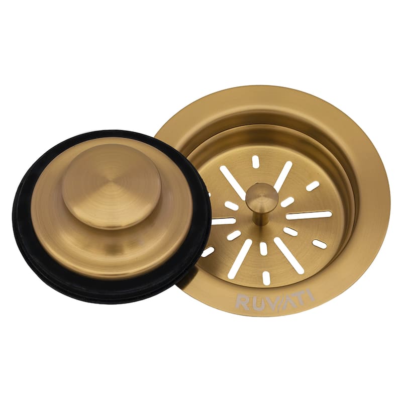 Ruvati Garbage Disposal Flange with Basket Strainer and Stopper – Brushed Gold – RVA1042GG