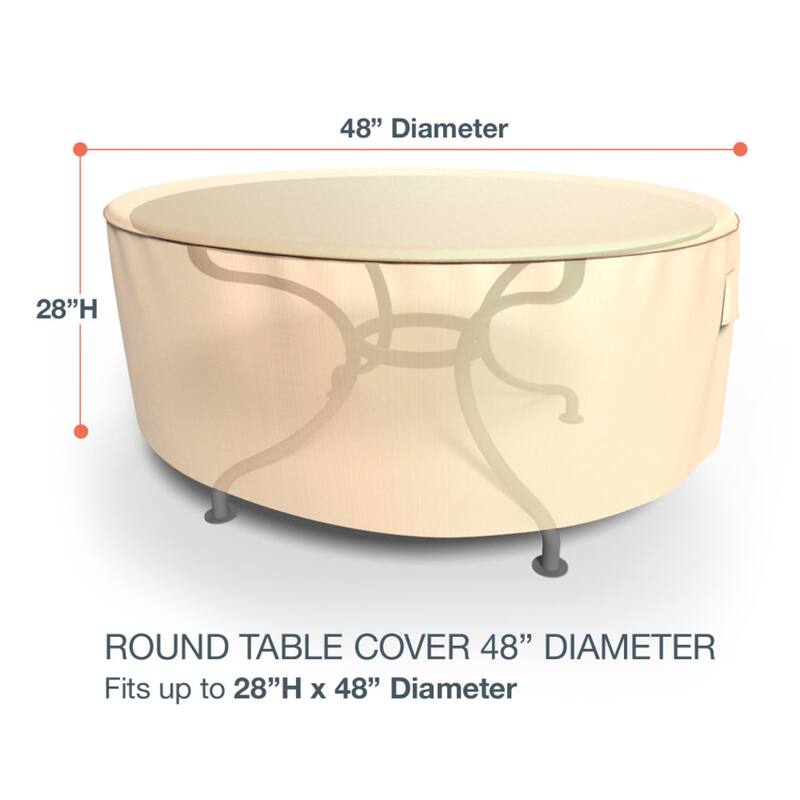 Budge StormBlock™ Savanna Tan Round Patio Table Cover - Medium - 48"Diameter x 28"High