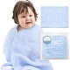 preview thumbnail 8 of 8, L'Ange Baby Towel 100% Cotton Muslin 6 Layers Quick Dry Medical Grade Packaging 28 x 37 in Blue
