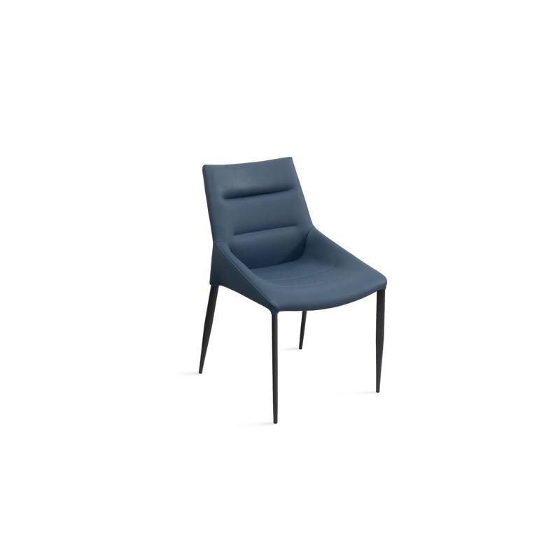 HomeRoots Set of Two Navy Blue and Black Faux Leather and Metal Dining Side Chairs - 20.00 in. x 32.00 in. x 24.00 in.