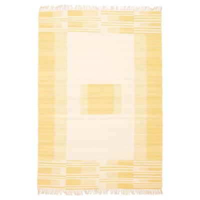 ECARPETGALLERY Flat-Weave Ankara FW Cream Wool Kilim - 5'2 x 7'7
