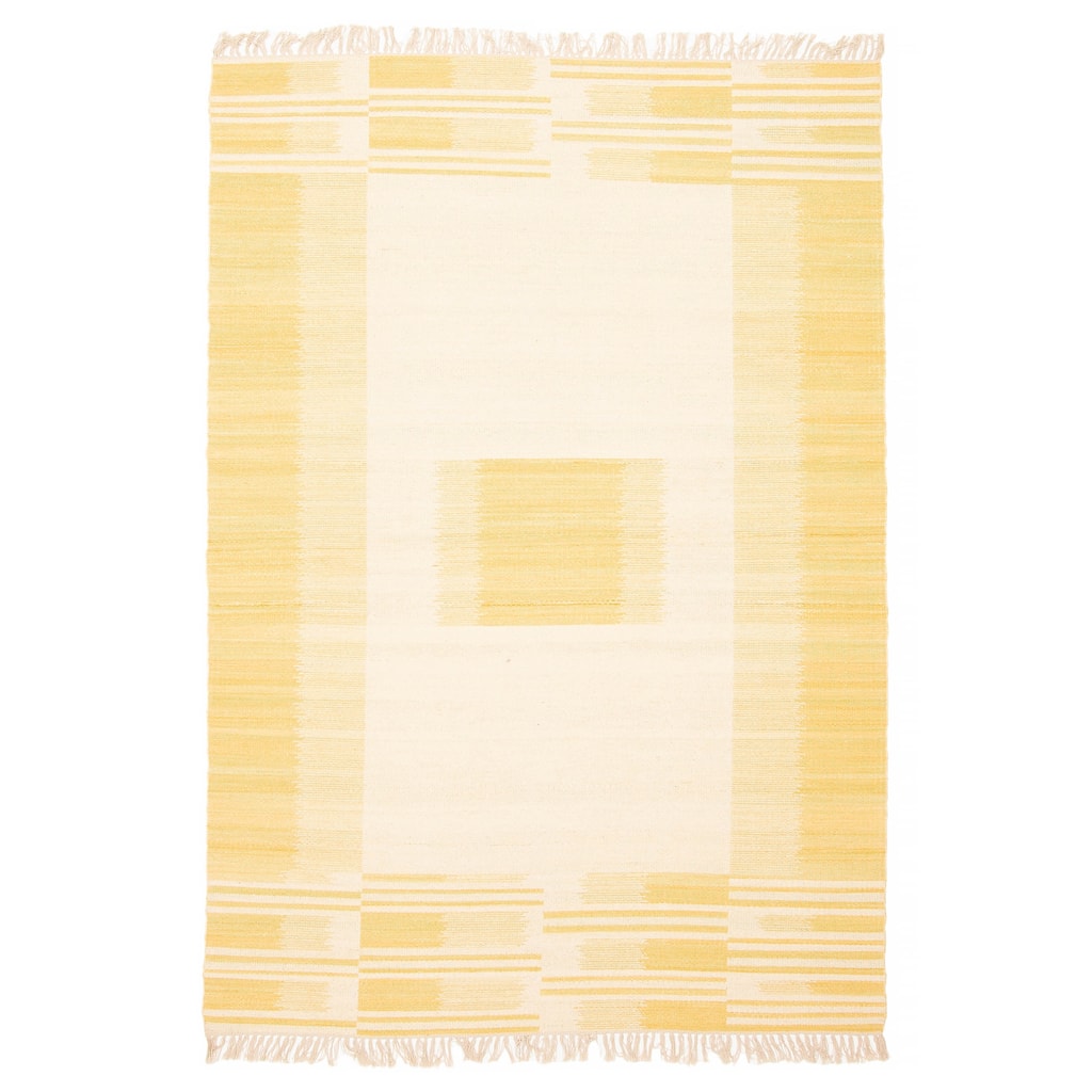 ECARPETGALLERY Flat-Weave Ankara FW Cream Wool Kilim - 5'2 x 7'7