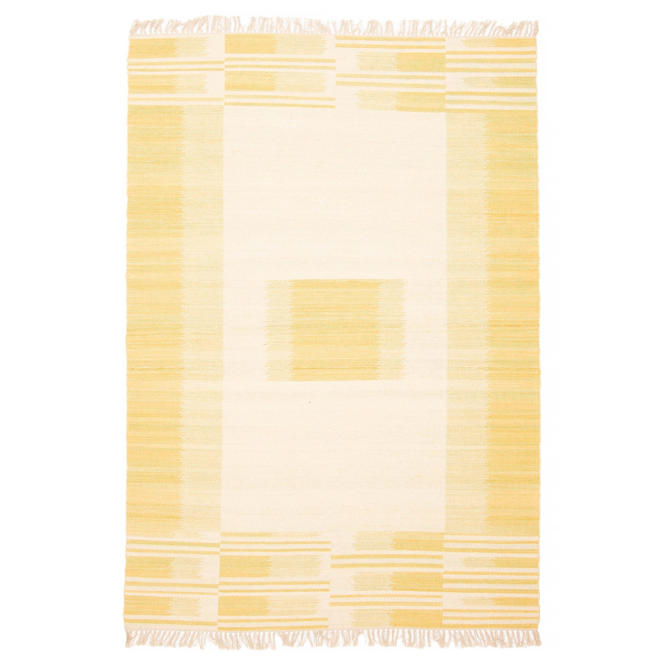 ECARPETGALLERY Flat-Weave Ankara FW Cream Wool Kilim - 5'2 x 7'7