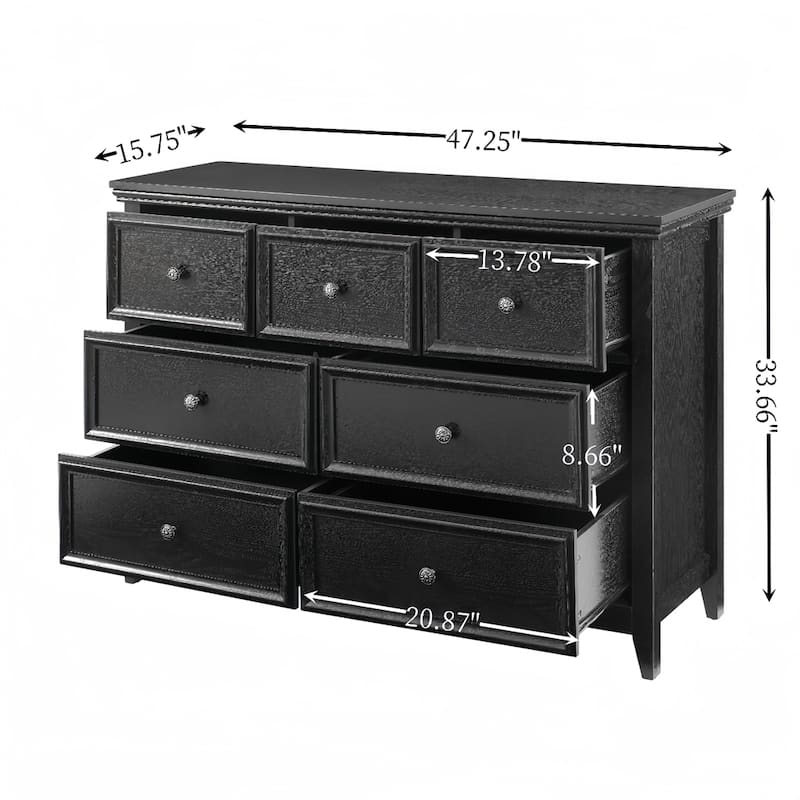 Modern Wood Dresser Cabinet with Metal Slide Rails and 7 Drawers