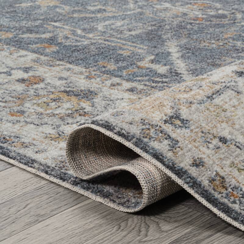 JONATHAN Y Amoeba Rustic Border Low-Pile Machine-Washable Area Rug