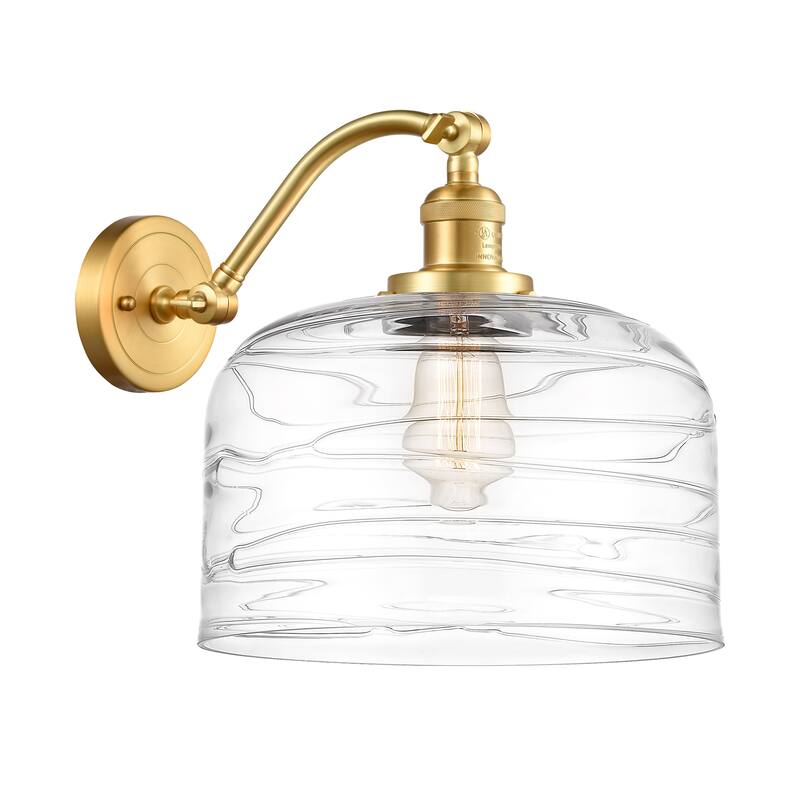 Innovations Lighting Bell - 1 Light 12" Sconce - Satin Gold/Clear Deco Swirl