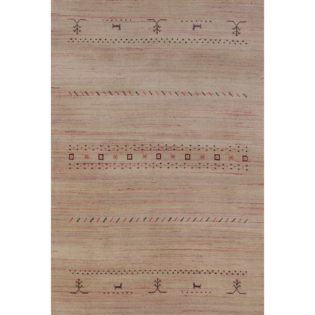 Hand Knotted Oriental 100% Wool Carpet Tribal Animal Pictorial Multi-Colored Gabbeh Area Rug - 5' 10'' X 3' 11''