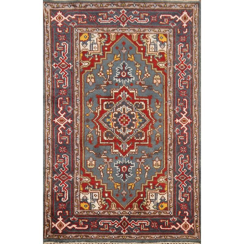 Geometric Heriz Serapi Rug Hand-Knotted Wool Carpet - 3'0"x 5'0"