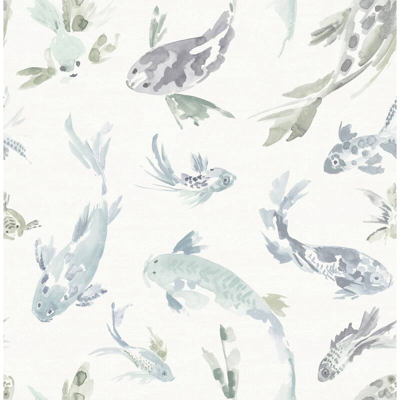A-Street Prints Koi Seafoam Fish Wallpaper