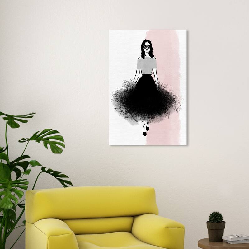 Wynwood Studio Canvas Fashion and Glam Walking on a Cloud Black and Light Pink Glam Wall Art Canvas Print - 30 x 20