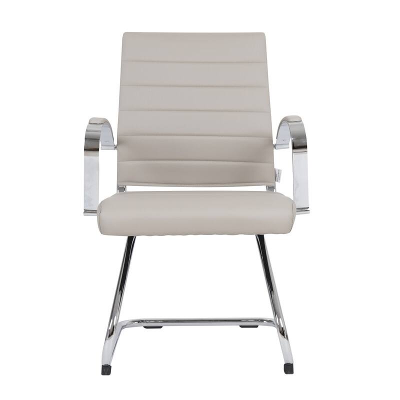 Benmar Series Mid Back Modern Leather Office Executive Desk Chair, Ergonomic Seating with Stainless Steel Sled Base