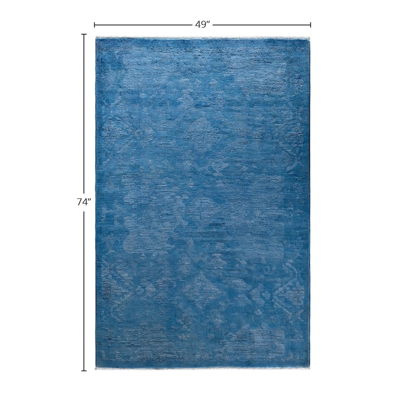 Contemporary Overdyed Wool Hand Knotted Area Rug - 4' 1" x 6' 2"