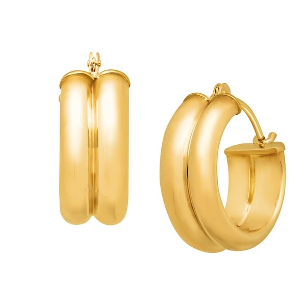 Shop Just Gold Double Round Hoop Earrings in 14K Gold - YELLOW - Free Shipping Today - Overstock ...