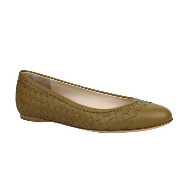 slide 1 of 8, Bottega Veneta Women's Intrecciato Brown Leather Flat Slippers