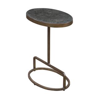 Uttermost Jessenia 12" Wide Marble Top Metal Pedestal Table - Bluestone