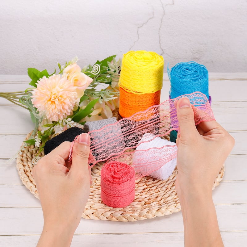 1.8 Inch Wide 11 Yard Lace Ribbon Floral Pattern Red Lace Trim Ribbon