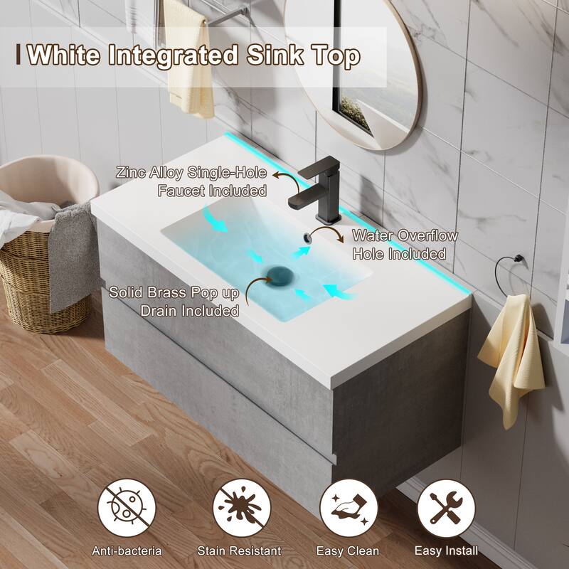 Wall Mounted Bathroom Vanity Sink Combo Cabinet Vanity Set