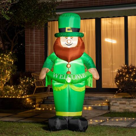 Glitzhome 8ft Lighted St. Patrick's Inflatable Leprechaun Decor
