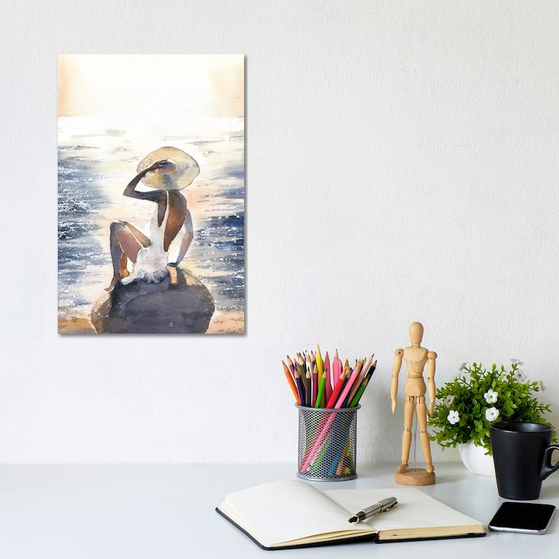 iCanvas "Woman On A Rock" by Marina Ignatova Canvas Print - 12x8x0.75