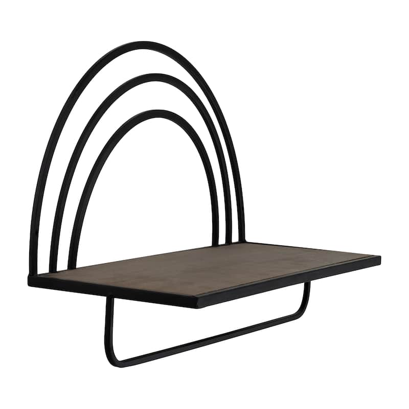 Metal Wood Rainbow Wall Sheves - Set of 2 - 20.0"