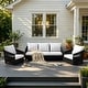 preview thumbnail 65 of 81, Rope Woven Patio Conversation Set with Swivel Chair & Settee Cushions