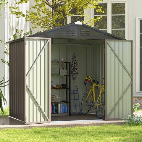 Patiowell Outdoor Garden Galvanized Steel Storage Shed with Lockable Doors